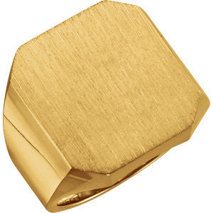 14K White 20x18mm Octagon Men's Signet Ring