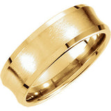 14K White 7.5mm Fancy Beveled Edge Carved Band Size 10.00