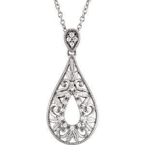 Sterling Silver 1-10 CTW Diamond 18" Necklace