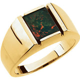 14K Yellow Bloodstone Men's Ring