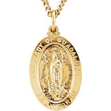 24K Gold Plated 26.32x16.3mm Our Lady of Guadalupe Medal  24" Necklace