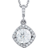 14K White 3-8 CTW Diamond Halo-Style 18" Necklace