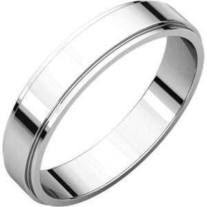 14K White 4mm Flat Edge Band