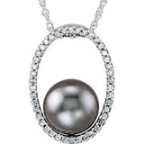 14K White Tahitian Cultured Pearl and 1-3 CTW Diamond 18" Necklace