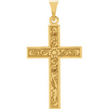 14K Yellow 18x12mm Design Cross Pendant