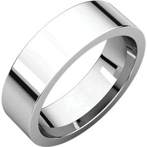 14K White 6mm Flat Comfort Fit Band