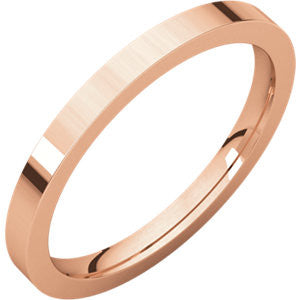 18K Rose 2mm Flat Comfort Fit Band