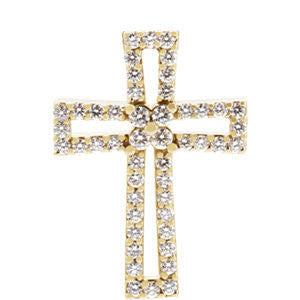 14K Yellow .52 CTW Diamond Cross Pendant