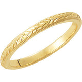 14K Yellow 2mm Hand-Engraved Band Size 5