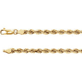 14K Yellow 3.9mm Diamond Cut Rope 7" Chain