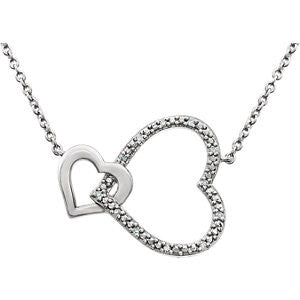 Sterling Silver .03 CTW Diamond Interlocking Heart 18" Necklace