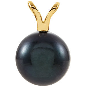 14K Yellow 6mm Black Akoya Pearl Pendant