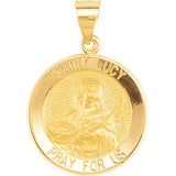 14K Yellow 15mm Round Hollow St. Lucy Medal