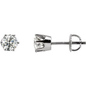 14K White 1 CTW Diamond Threaded Post Stud Earrings