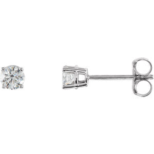 Sterling Silver 2.5mm Round Cubic Zirconia Earrings