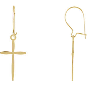 14K Yellow Cross Earrings