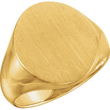 18K Yellow 14x12mm Men's Signet Ring with Brush Finish