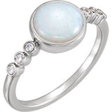 14K White Opal & 1/8 CTW Diamond Ring