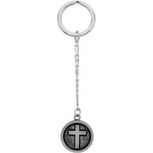 Sterling Silver 23mm Cross Key Chain