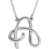 Sterling Silver "F" Script Initial 16" Necklace