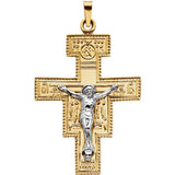 14K Yellow & White 33x25mm San Damiano Crucifix Pendant