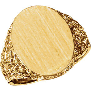 14K Yellow 19x15mm Men's Signet Ring