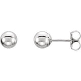 14K White 3mm Ball Earrings with Bright Finish