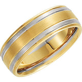 14K White & Yellow 7mm Designer Band Size 5.5