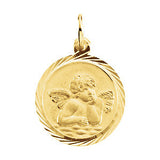 14K White 14mm Angel Medal