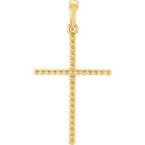 14K Yellow 32.65x17.25mm Beaded Cross Pendant