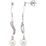 14K White Freshwater Cultured Pearl & .07 CTW Diamond Earrings