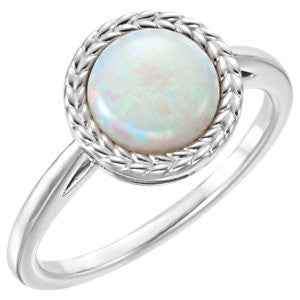 14K White Opal Ring