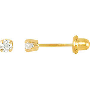 14K Yellow Cubic Zirconia Piercing Stud Earrings