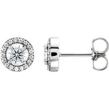 14K White 3/8 CTW Diamond Halo-Style Earrings