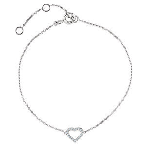 14K White .06 CTW Diamond Heart 7" Bracelet