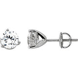 14K White 5.25mm Cubic Zirconia Round 3-Prong Stud Earrings