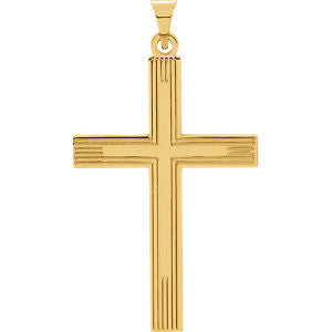 14K White 19.5x11mm Cross Pendant