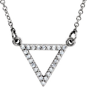 14K White 1/8 CTW Diamond Triangle 16" Necklace