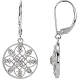 14K White 1-4 CTW Diamond Filigree Lever Back Earrings