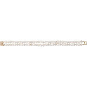 14K Yellow 5-5.5mm Freshwater Cultured Pearl Double Strand 7" Bracelet