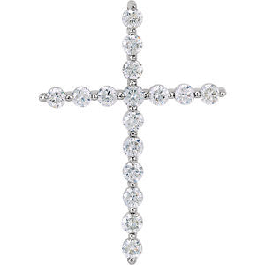 14K White 1.00 CTW Diamond Cross Pendant