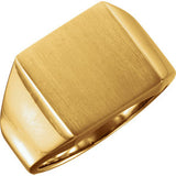 10K Yellow 12mm Men's Solid Signet Ring with Brush Finish