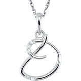 Sterling Silver .03 CTW Diamond Letter "L" Script Initial 18" Necklace