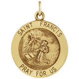 14K Yellow 12mm Round St. Francis of Assisi Medal