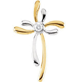 14K Yellow & White 1-10 CTW Diamond Cross Pendant