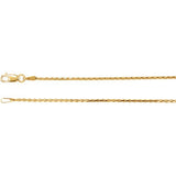 14K White 1.5mm Diamond Cut Wheat 16" Chain