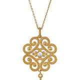 14K Yellow 1-10 CTW Granulated Design 18" Necklace