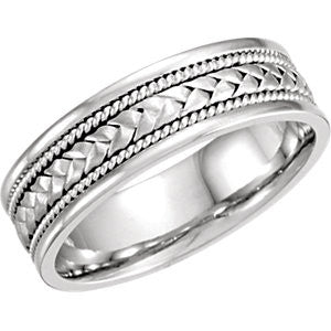 14K White 6.75mm Handwoven Band Size 7