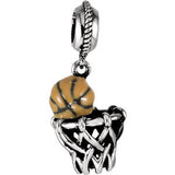 Sterling Silver 18x11mm Basketball Dangle