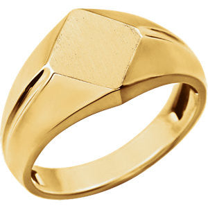 14K White Men's Signet Ring